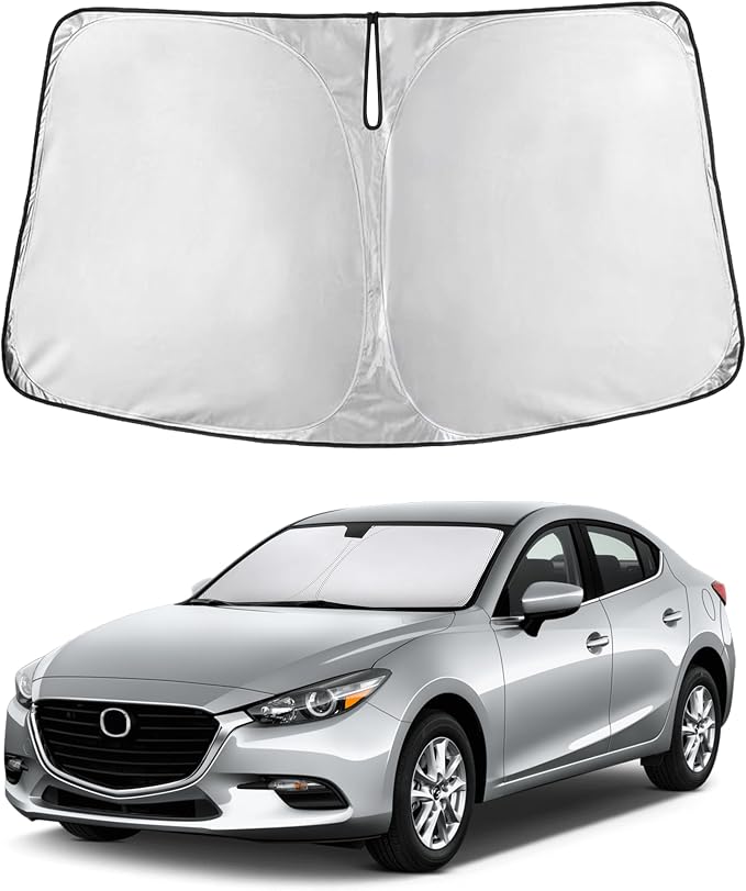 Windshield Sunshade Compatible for Mazda 3 2014-2016 2017 2018, Sun Visor for Front Windshield & Window Sun Shade Cover, UV Heat Blocker & Protector, Car Accessories