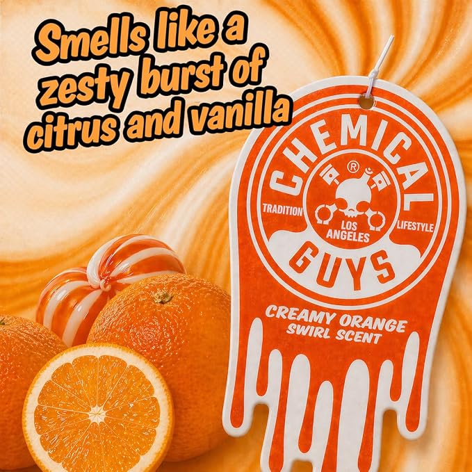 Hanging Car Air Freshener 3-Pack, Creamy Orange Swirl Premium Sweet Citrus & Smooth Creamy Vanilla Fragrance, Rearview Mirror Paper Fresheners for Cars, Trucks & SUVs