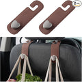2PCS Car Seat Headrest Hook, Cute Heart Vehicle Backseat Purse Bag Hanger Organizer, Auto Seat Back Storage Holder for Groceries Coats Umbrellas, Universal for Vehicles (Brown)