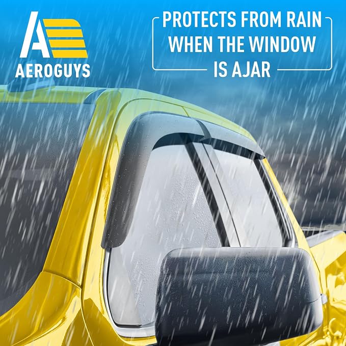 Extra Durable Window Deflectors Tape-On Window Visors Rain Guards Fit for Chevrolet (Chevy) Silverado 1500 2019-2026 Crew Cab, Sun Visors, Wind Vent for Shades, Exterior Car Accessories - 4pcs. AG0798