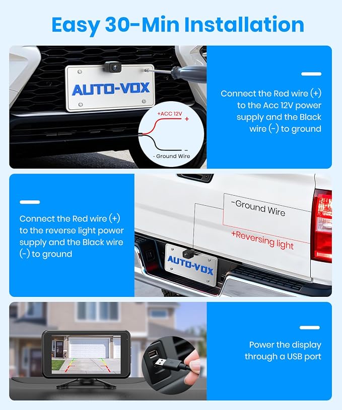 Wireless Backup Camera:1080P HD Dual-Channel Monitor, Easy Installation,Stable Digital Transmission Signal,IP69K Waterproof Night Vision Back Up Camera for Truck,SUV,Car,Vans
