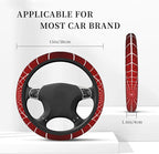 Red Spider Web Cobweb Car Steering Wheel Cover, Non-Slip Absorbing Sweat Car Wheel Cover Accessories for Men Women,Universal 15" Fit Auto SUV Vans Trucks