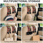 Cute Floral Car Seat Back Storage Headrest Hooks for Purses & Bags – 2PCS PU Leather Dual Metal Hooks, Backseat Organizer Accessories