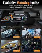 4K Dual Dash Cam with WiFi GPS, Voice Control, 4K+1080P Front and Inside Car Camera, UHD Night Vision, Dash Camera for Cars with 3" IPS Touch Screen, 24H Parking Mode, G-Sensor, 32GB Card