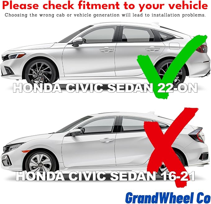 GrandWheel Window Deflectors Smoke Tinted in-Channel Side Window Vent Visor Deflectors Rain Guards Compatible with Civic 2022-2026 Sedan - 4pcs. GW0850