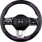 Steering Wheel Covers with Leather and Anti-Slip Rubber Ring, Universal Fit 14.5-15 inches for Cars,SUV (Purple/Black)