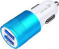 Fast Car Charger, Quick 5.4A/30W Dual USB, QC 3.0 & 2.4A, Compatible Samsung Galaxy S23 S22 S21 S20 S10 S9 S8 Note, iPhone, Blue, Minimalist Style