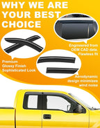 Extra-Thick Window Rain Guard for 2004-2014 Ford F150 Extended Cab/SuperCab Rain Guards Tape-on Side Truck Window Visors Low Profile Vent Visor Window Deflectors Vent Shades Car Accessories