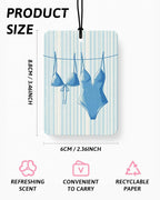 Blue Coastal Summer Car Air Freshener 4 Pcs Coconut Scented, Blue Ocean Bikini Beach Car Accessories Mirror Decor for Women, Girly Beachy Hanging Air Freshener for Cars Closet Drawer Books