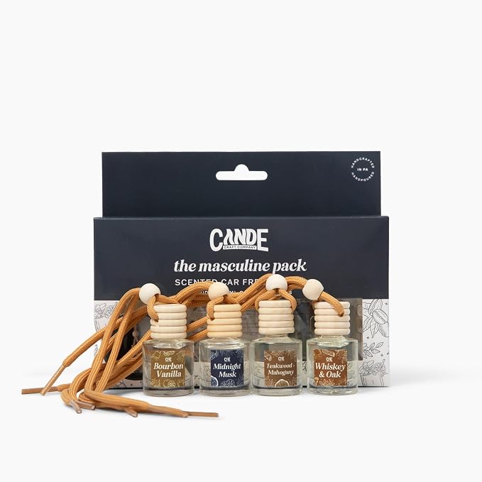 CE Craft Hanging Car Air Freshener – Fragrance Oil Diffuser with Essential Oils – Long-Lasting Aromatherapy Scents for Automobiles – 4 Pack, Masculine