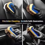 Horse Hair Leather Cleaning Brush - Upgraded Long Bristle Car Leather Brush with 360° Soft Grip, for Car Interior Seats, Sofa, Upholstery & Furniture Care