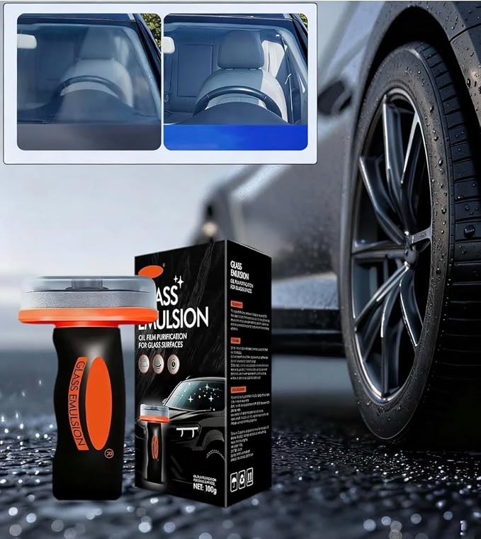 Glass Car Windshield Cleaner, 100g, Decontamination Stains Removal, 2X Effect, Rainproof Anti-Fogging Coating