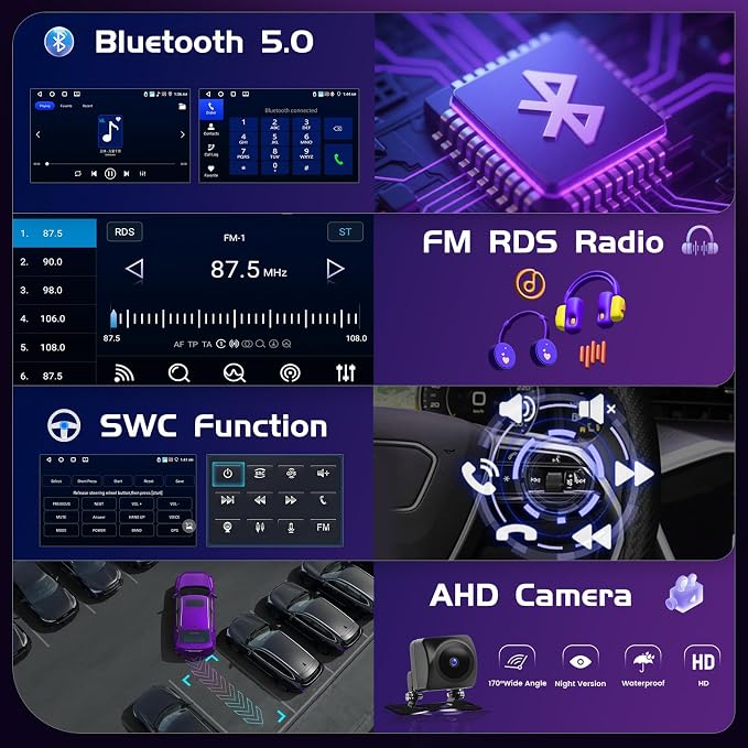 4+64GB Android 15 Car Stereo for Hyundai Sonata 2015-2017 Wireless Carplay Android Auto 9" Touch Screen Car Radio Dash Kit with GPS WiFi Bluetooth SWC DSP EQ Mirror Link Backup Camera