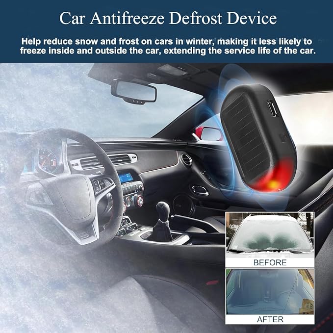 4pcs AntiFreeze Electromagnetic Car Snow Removal Device,Solar Car Interference Antifreeze Instrument with Flashing Led for car windshield,Rechargeable Electromagnetic Car Defroster for All Vehicles