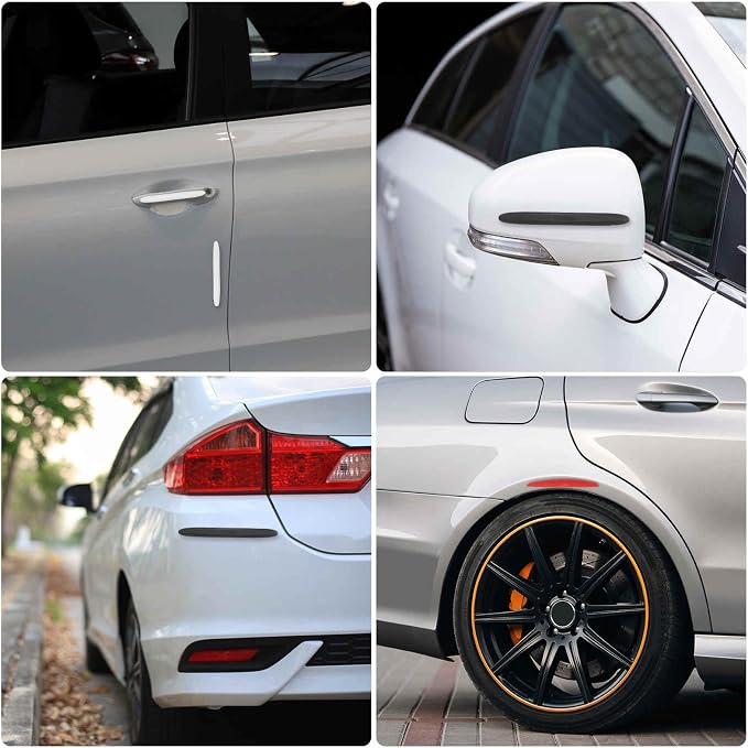 4pcs Car Door Edge Guards Protectors Silicone Side Doors Edge Protector Trim Strip Anti-Scratch Universal Vehicle Exterior Accessories for Car SUV Pickup Truck, White