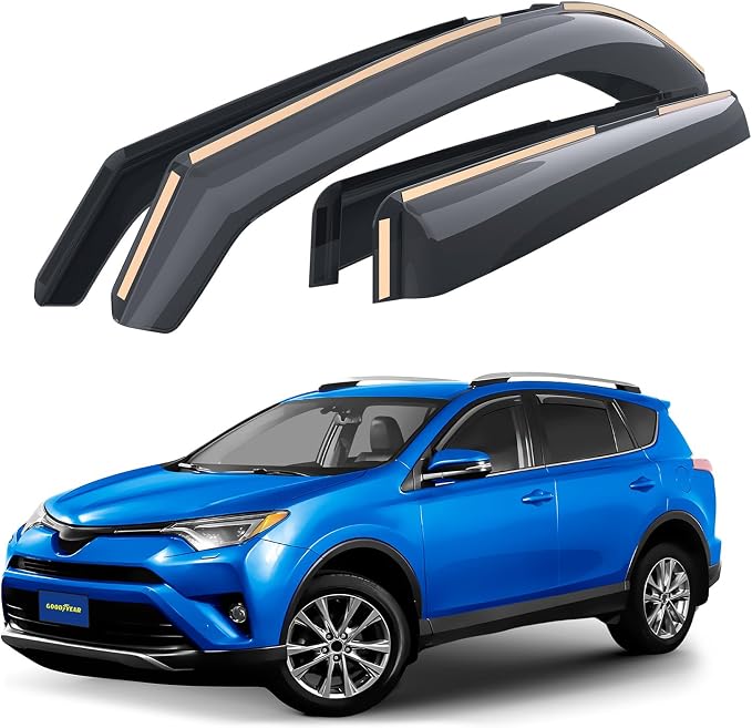 Goodyear Shatterproof in-Channel Window Deflectors for Toyota RAV4 2013-2018, Rain Guards, Window Visors for Cars, Vent Deflector, Car Accessories, 4 pcs - GY003486