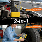 Portable Car Jump Starter with Air Compressor Tire Inflator Battery Jumper | Jump Box 3000A Peak and 150 PSI Air Pump,for 12L Gas & 10L Diesel Engines,LCD Display,LED Light