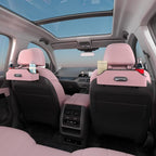 Car Rear Backseat Extra Multifunctional Drink Cup Holder Organizers with Tissue Storage Box Organizer & Hooks for Car Seat Back. Pink