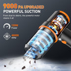 Handheld Car Vacuum Cleaner, 9000PA Vacuum Cleaner & Air Duster, 120W High Power Vacuum Portable Cordless, Hand Held Vacuum Rechargeable with Multi-Nozzles & LED Light for Home, Car, Office