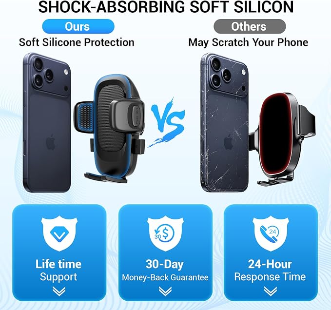 3-in-1 Car Phone Mount Strongest Suction & Clamp | 2026 Upgraded Design, 122lb Suction, 360° Adjustable Car Mount, Dashboard/Vent/Windshield Mount, iPhone & Samsung Compatible