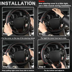 Steering Wheel Cover for Honda Civic(2006-2015),CR-Z, Insight, S2000 (Black+Red Line-Small Size)