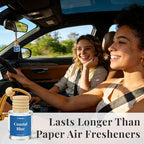 Car Air Fresheners, Coastal Blue Hanging Car Diffuser 2 Packs, Essential Oil Auto Odor Eliminator, Long Lasting Natural Scent, Car Aroma Freshener for Rearview Mirror