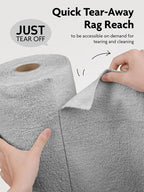 Microfiber Cleaning Cloth Roll -90 Pack, Tear Away Microfiber Towels, 12" x 12", Reusable, Washable, Lint Free, Ultra Absorbent Dishcloth for All-Around Cleaning Supplies (Grey)