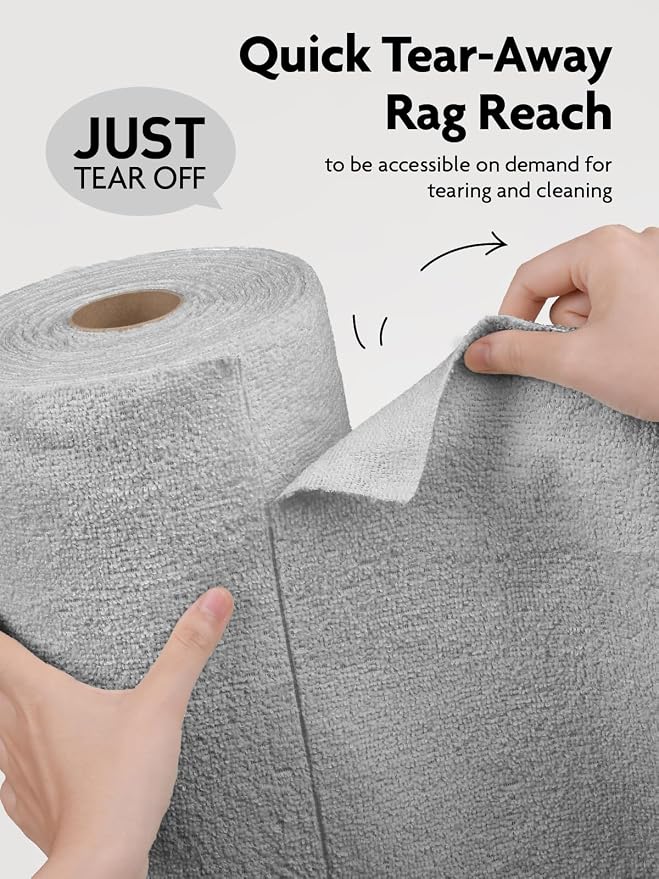 Microfiber Cleaning Cloth Roll -90 Pack, Tear Away Microfiber Towels, 12" x 12", Reusable, Washable, Lint Free, Ultra Absorbent Dishcloth for All-Around Cleaning Supplies (Grey)