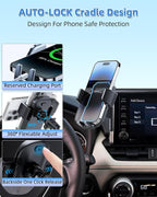 PZK Car Phone Holder for Toyota RAV4 2019-2025 Accessories 7/8-Inch Screen | Hybrid LE/XLE/Premium Auto Lock Cell Phone Mount 360° Rotation Phone Cradles Not Affect Air Vent (Not Fit 9/10.5 inch)