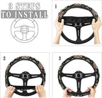 Bohemia Flower Steering Wheel Covers 14-15" inch Universal Fit Most Car Sedans SUVs Comfort Grip Comfortable Handmade Breathable Steering Wheel Protector