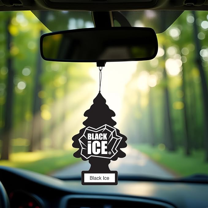 Car Air Freshener | Hanging Paper Tree for Home or Car | Black Ice | 3 Pack