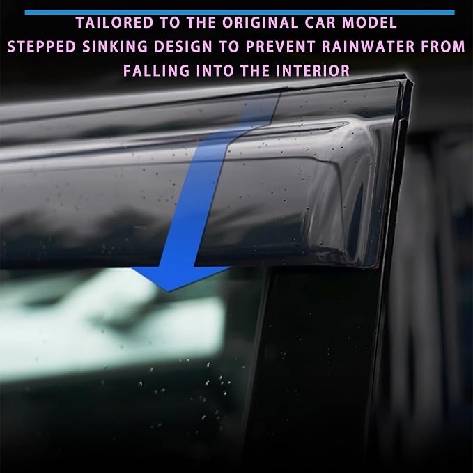 Tape On Window Visors Rain Guards Deflectors for 2009-2018 Ram 1500 Crew/Mega Cab/Full-Size Cab, Side Vent Visors Shades for 2010-2025 Ram 2500 & 3500, 2019-2025 Ram 1500 Classic Body Models Only