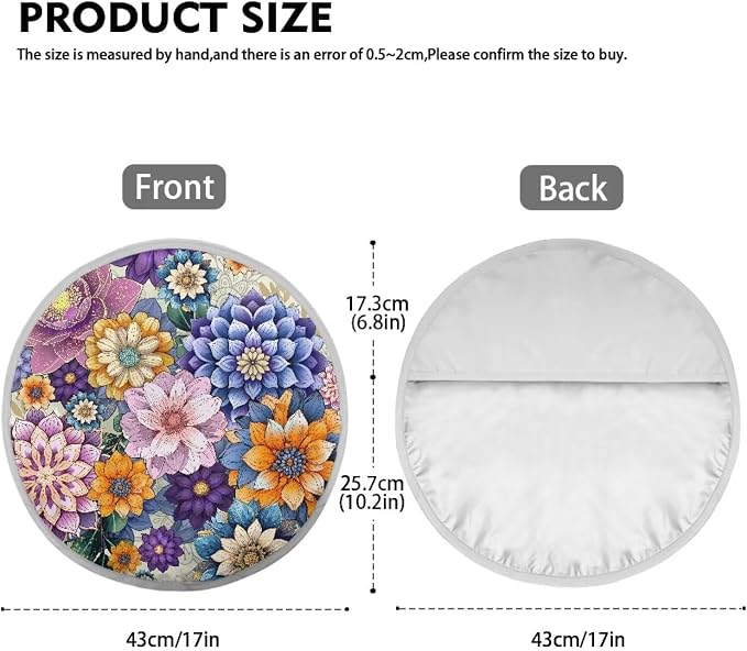 Steering Wheel Sun Cover Boho Floral Car Accessories for Women 17 inch Universal Anti-Heat Steering Wheel Sun Block Cover for Cars SUV Trucks Sedan
