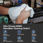 AIDEA Microfiber Cleaning Cloth White-100PK, Absorbent Cleaning Rags, Commercial Shop Rags Lint-Free, Scratch-Free, White Microfiber Towels for Cars, Kitchen Towels White 12in x 12in