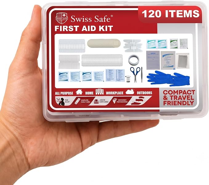 Mini First Aid Kit – 120 Pcs Compact Hard Shell Medical Kit for Home, Car, Travel, Camping, Hiking, Sports, Office & Outdoor Emergencies, Small Hardcase FAK