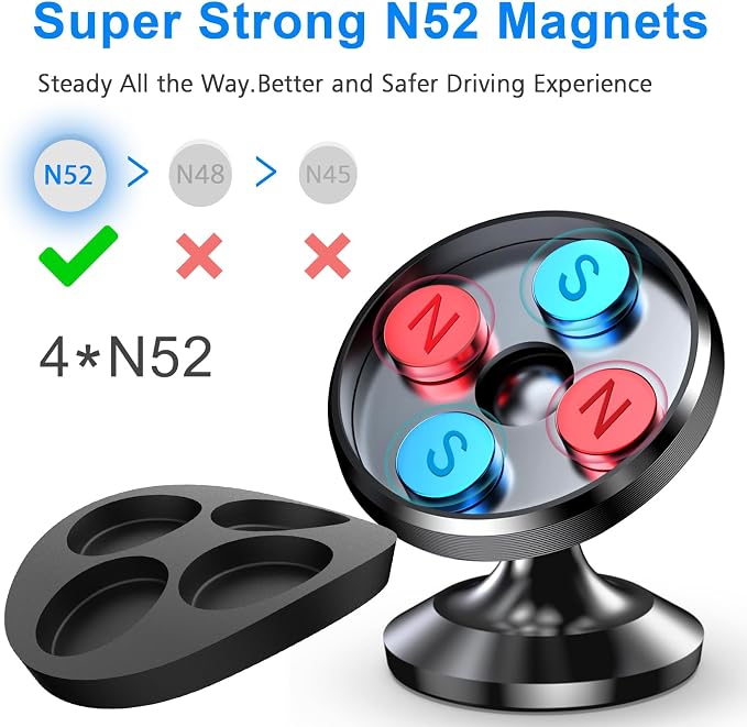 【2 Packs Magnetic Phone Holder for Car【Strong Magnet】 Phone Holders for Your Car Phone Holder Mount【4 Metal Plate】 Universal Car Accessories for Women Men for iPhone Samsung Speakerphones