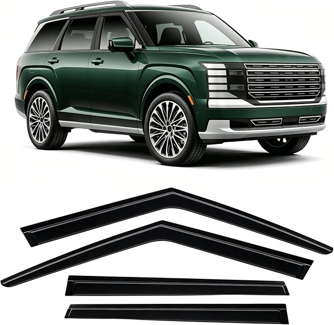 Rain Guards Compatible with Hyundai Palisade 2026, Tape-on Durable Side Window Sun Wind Deflectors, 2026 Palisade Rain Guard Black 4 PCS