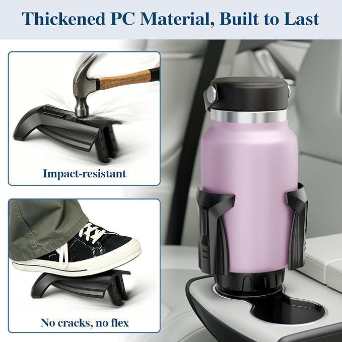 Car Cup Holder Expander, Cup Holder Extender Adapter with Expandable Arm and Adjustable Base, Compatible with Yeti Ramblers, Hydro Flasks, Stanley, Owala Most Coffee Mugs Bottles & Cups (CUP-B-1pack)