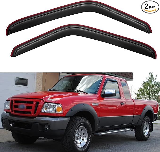 in-Channel Window Rain Guards Visors for 1993-2011 Ford Ranger Regular/Extended Cab, 2PCS Window Vent Wind Shades Deflectors