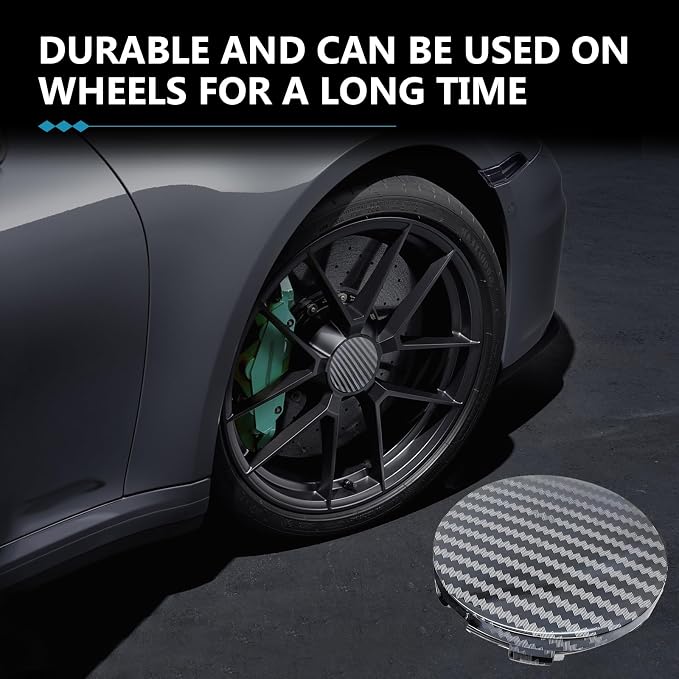 4PCS Car Wheel Hub Center Caps, 2.36" OD 2.2" ID Wheel Center Caps, Carbon Fiber ABS Snap-in Rim Hub Cover, Rustproof Center Caps for Rims, Universal Wheel Hub Decoration (Carbon Fiber)