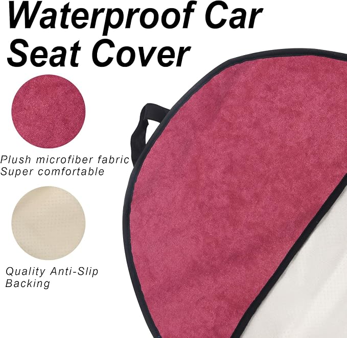 Waterproof Car Towel Seat Covers Front Seats for After Gym Workout,Auto Universal Interior Sweat Towels Cloth Bucket Carseat Cover Protector for Trucks SUV RV Boat Van (Wine Red with White)