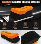 2PCS Leather Cleaning Brush, Horse Hair Brush for Car Leather Seat, Fabric, Shoes and Furniture, Soft Detailing Brush for Carpets, Seat Belts and Car Interior