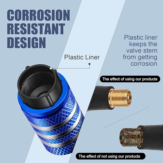 Tire Valve Stem Caps Cover - (5 Pack) Tire Air Caps Metal with Plastic Liner Corrosion Resistant Leak-Proof Dog Paw Print for Car Truck Motorcycle Bike Blue