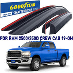 Goodyear Shatterproof Side Window Deflectors for Dodge RAM 2500 3500 2019-2026 Crew Cab, Tape-on Rain Guards, Window Visors, Vent Deflector, Vent Visor, Truck Accessories, 4pcs- GY008903