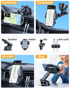 【Upgraded Strongest Suction & Pro Military-Grade】Ultimate Car Phone Mount【360°Rotatable Suction】Cell Phone Holders Truck Stand for Dashboard Windshield Vent for iPhone 17 Pro Max 16 Samsung,Dark Blue