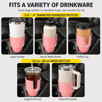 Car Cup Holder Expander for Large Bottles, Fits 32 oz to 40 oz Water Bottles and Handle Mugs, Secure Base for Most Vehicle Cup Holders, Durable ABS, Easy to Install, Durable ABS (Pink)