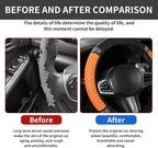 Bling Car Steering Wheel Cover, 15 Inch Rhinestones Soft Leather Elastic Steering Wheel Protector, Sparkly Crystal Diamond for Women, Car Interior Accessories for Most Cars (Orange)