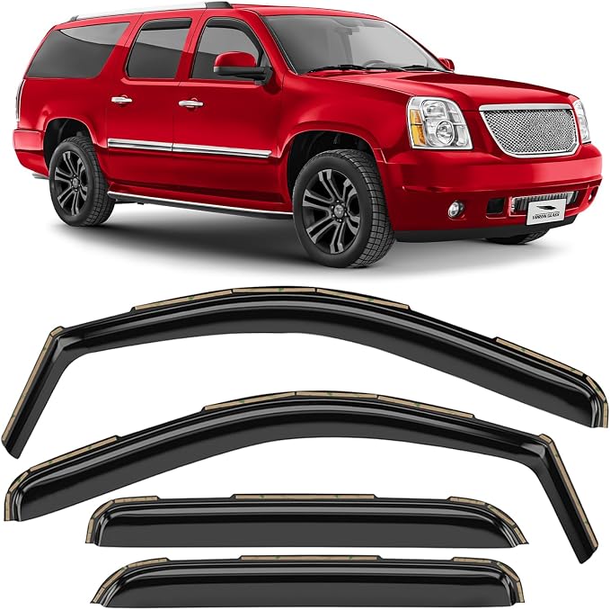 Voron Glass in-Channel Extra Durable Rain Guards for GMC Yukon XL 1500 2007-2014, Window Deflectors, Vent Window Visors, 4 Pieces - 200268