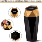 Car Trash Can with Lid, Mini Diamond Design Portable Trash Can, Plastic Material and Multipurpose Organizers for Car,Home,Office(Gold)