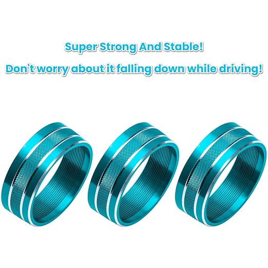 Audio Air Conditioning Button Cover Decoration Twist Switch Ring Trim for Jeep Wrangler JK JKU Patriot 2011-2018, Compass 11-16, Liberty 08-12, Dodge Challenger 08-14 Interior Accessories (Light Blue)